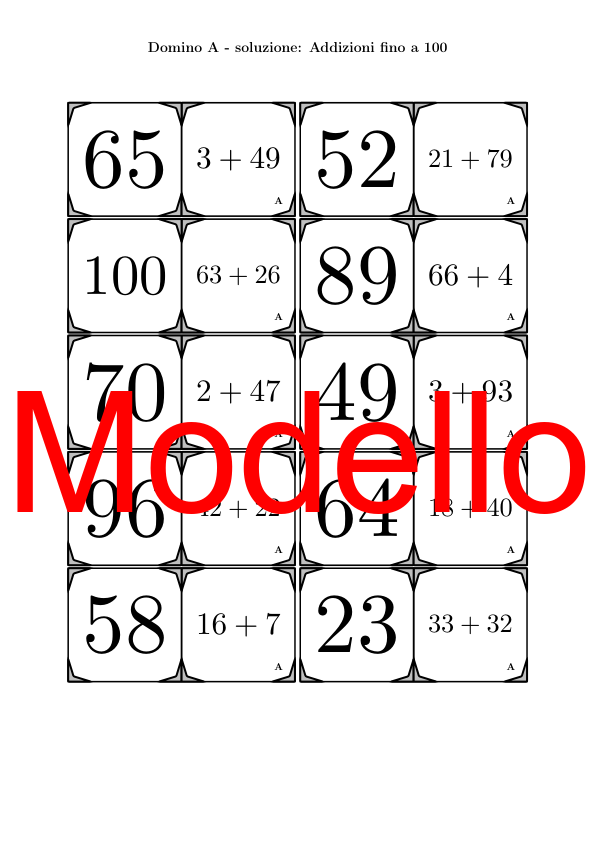Domino | Addizioni fino a 100 | Attività Matematica