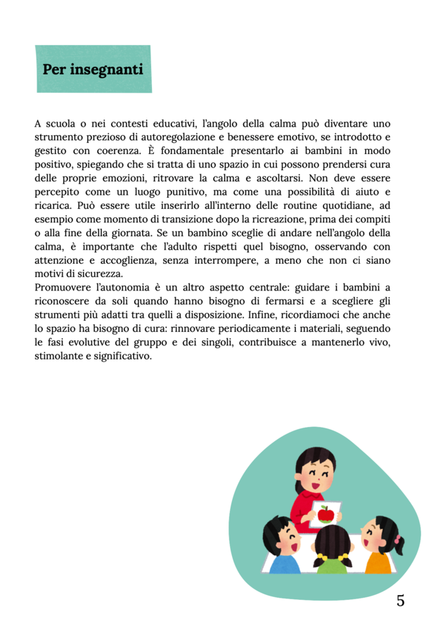 Costruire l'angolo della calma - MINI-GUIDA PER GENITORI, INSEGNANTI E PROFESSIONISTI