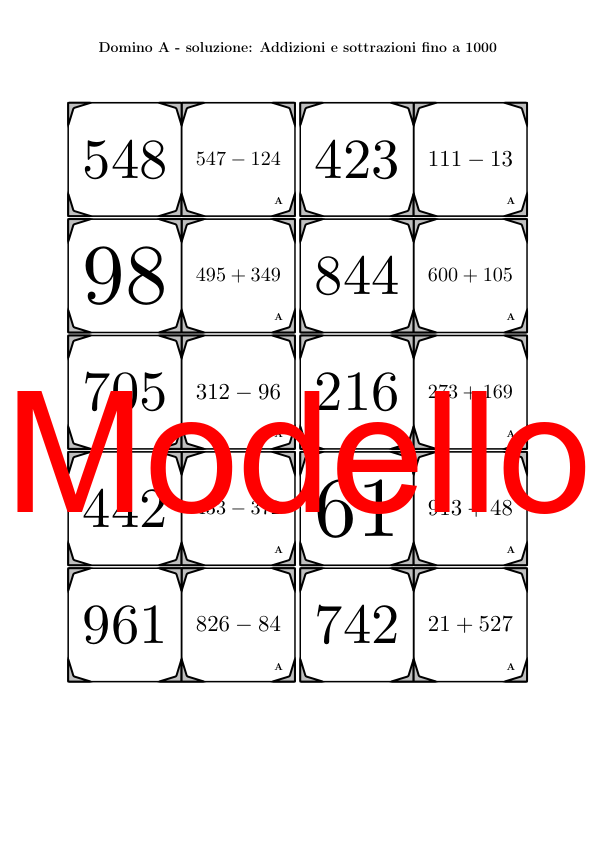 Domino | Addizioni e sottrazioni fino a 1000 | Attività Matematica