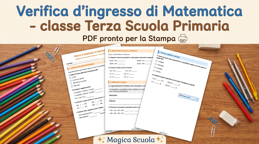 Prova d'Ingresso di Matematica - Classe 3ª Primaria (PDF pronto per la stampa)