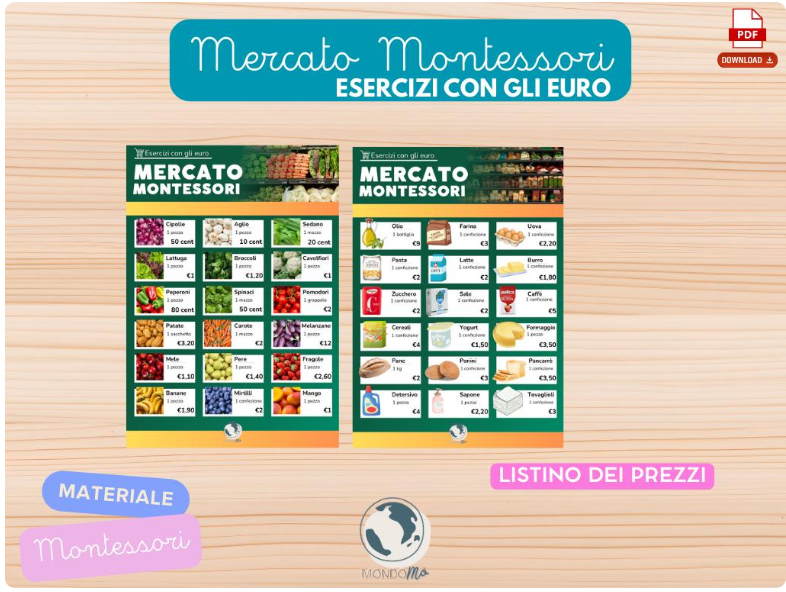 Mercato Montessori - Esercizi con gli Euro