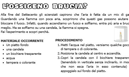 Esperimento scienze: l'ossigeno è infiammabile?