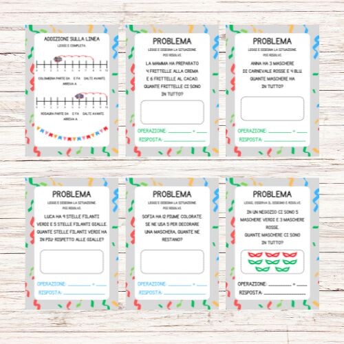 Schede didattiche matematica carnevale classe prima