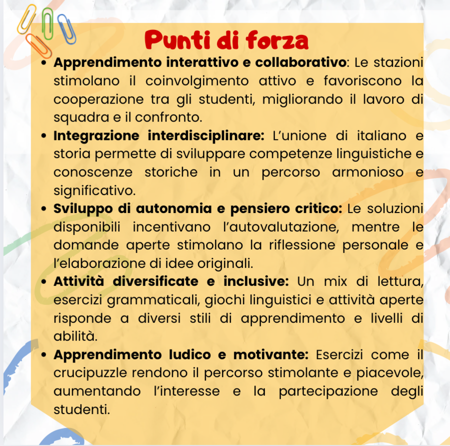 "Le Stazioni del Tempo: Verbi, Errori e Origini" - Didattica a stazioni storia e italiano classe terza