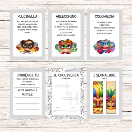 Schede didattiche di Carnevale italiano classe prima