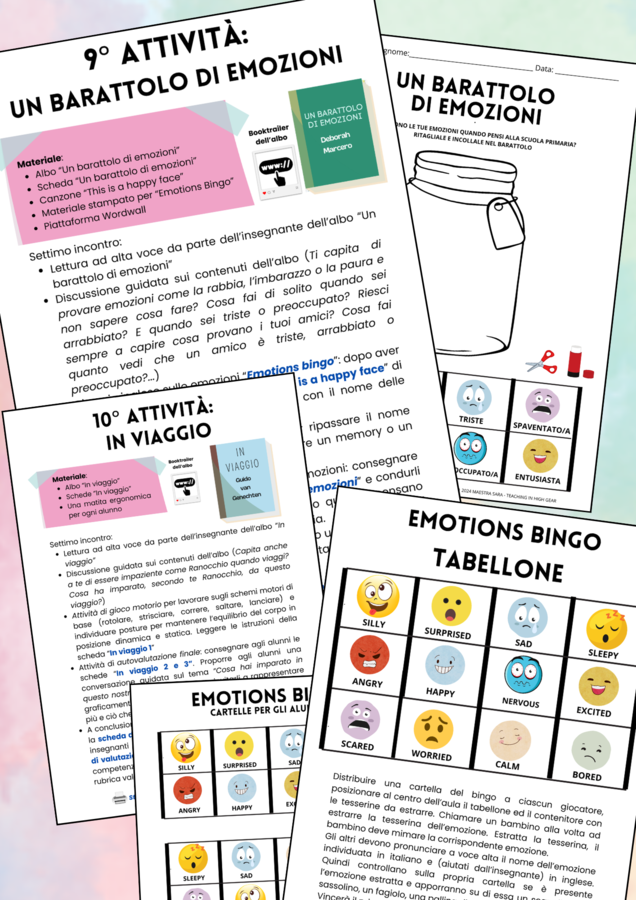 Modulo 5 di "In viaggio verso la scuola primaria con gli albi illustrati": "Un barattolo di emozioni" e "In viaggio"