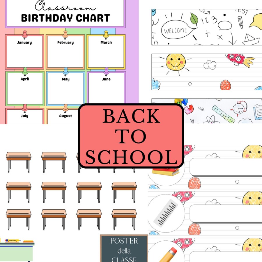 Back to School: poster per la classe e segnaposto banco/armadietto