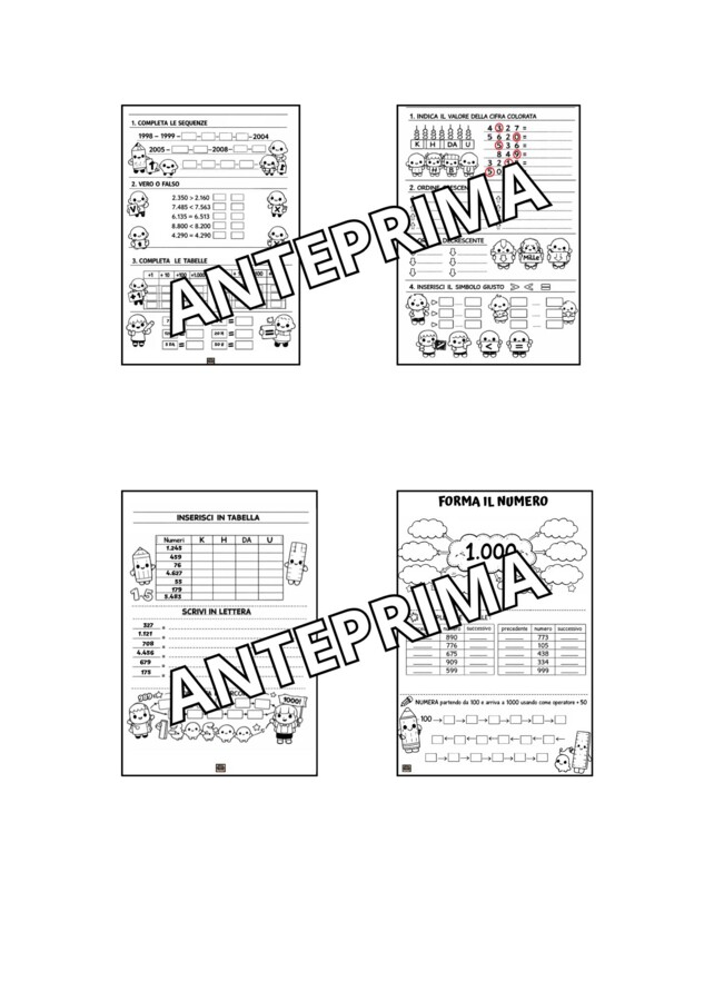 QUADERNO DI MATEMATICA Classe 3° - I NUMERI: teoria, esercizi e kit 10 schede neutre da compilare