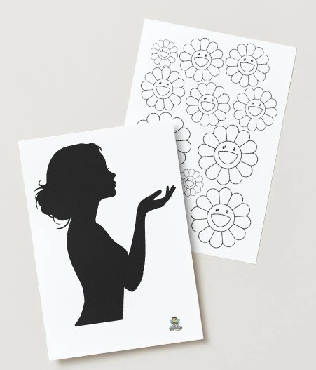 Profilo donna primavera con i fiori di Murakami