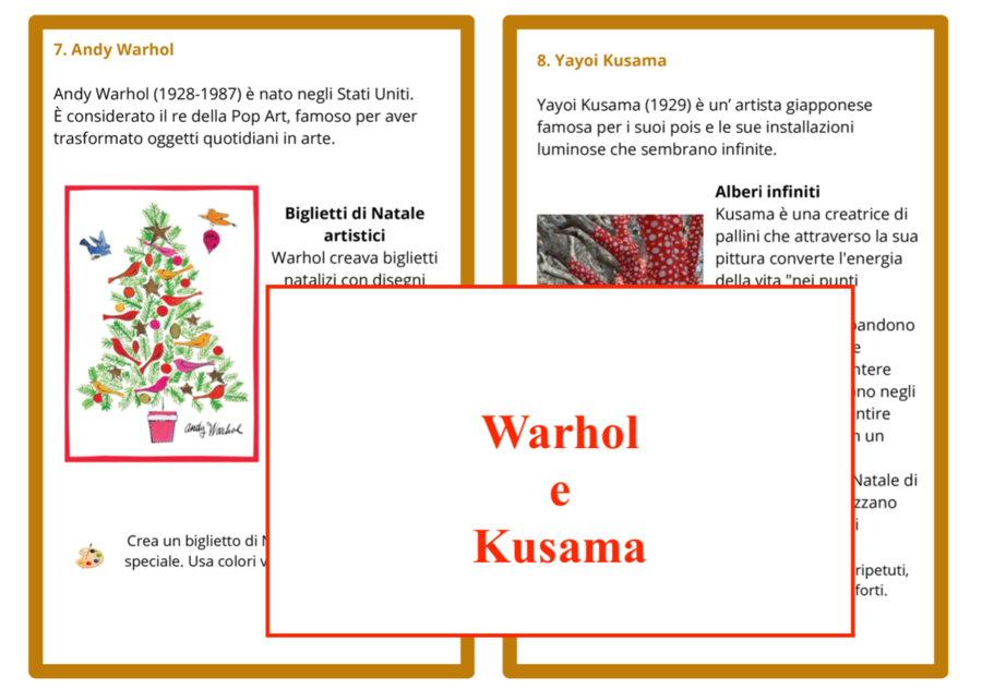 Natale nell'arte; un viaggio nell'arte contemporanea in 10 carte; classi II/V