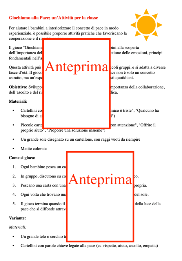 Giochiamo alla pace; attività per l'educazione civica