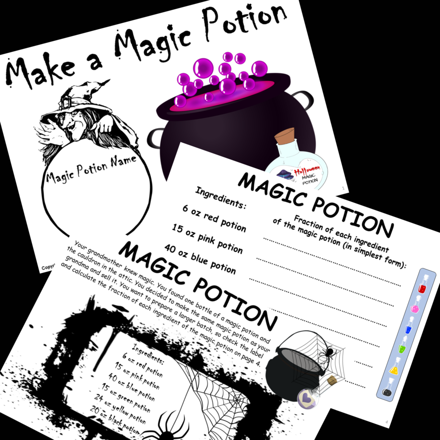 Halloween Math FRACTIONS Project Based Learning Make Magic Potion