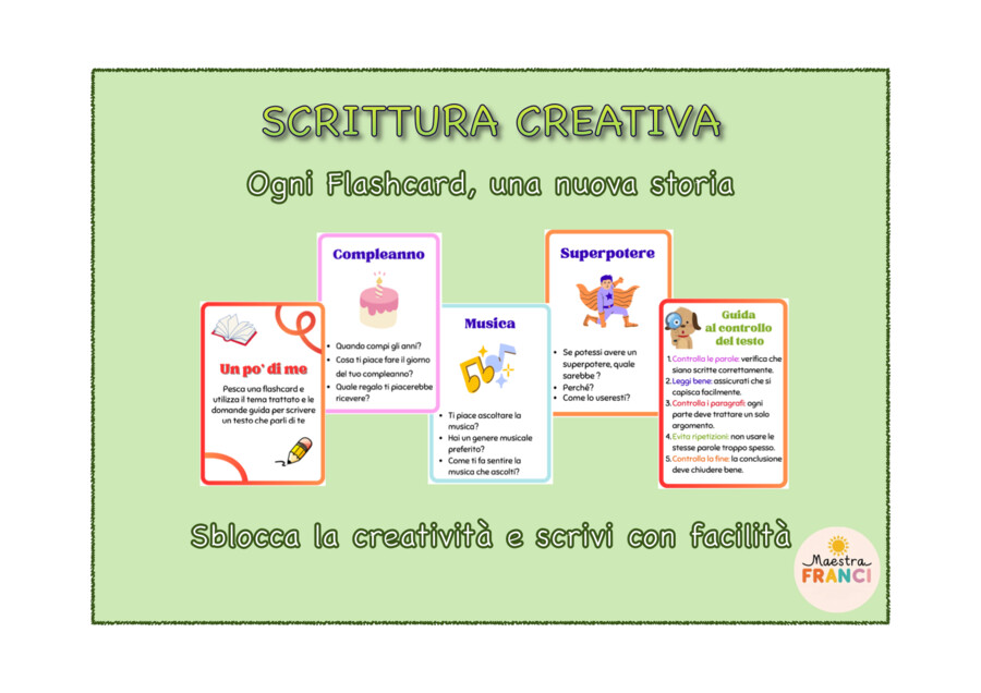 Scrittura creativa: flashcards di ispirazione per la scrittura di testi personali