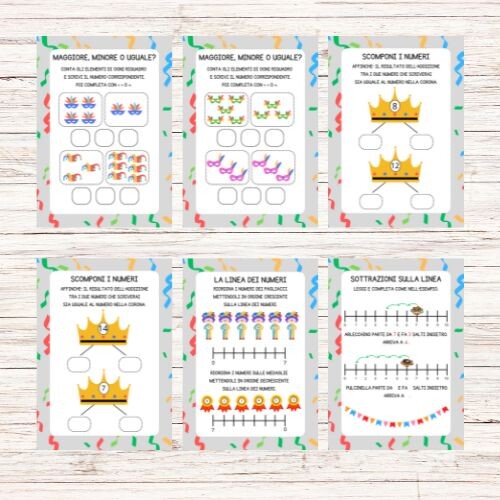 Schede didattiche matematica carnevale classe prima
