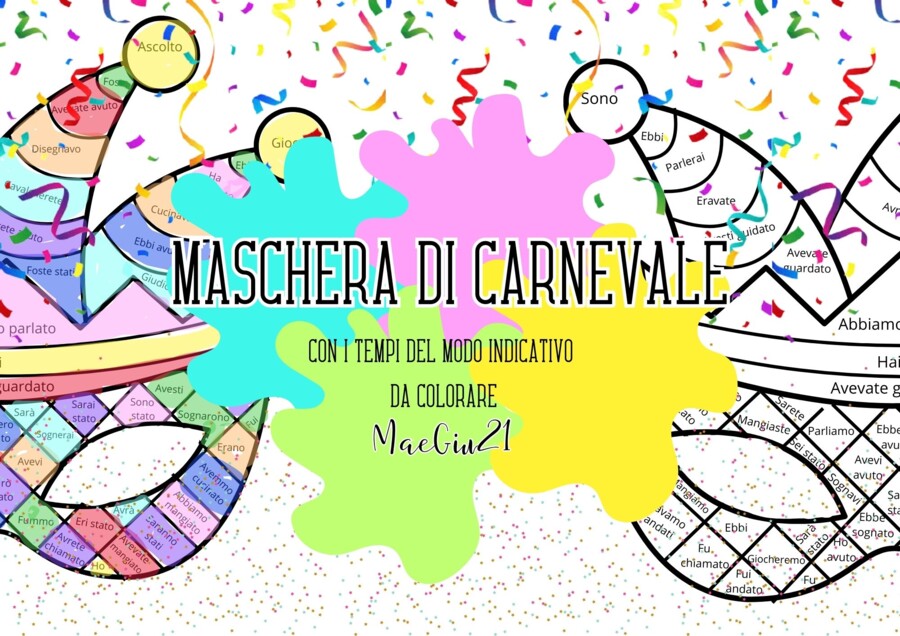 Maschera di Carnevale dei verbi