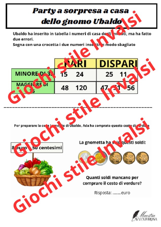 Quiz matematici stile Invalsi seconda primaria
