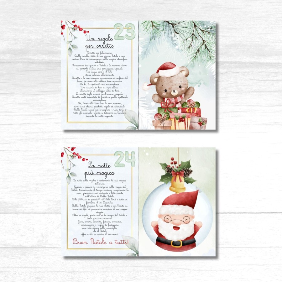24 storie di Natale da stampare - Calendario dell'avvento in corsivo