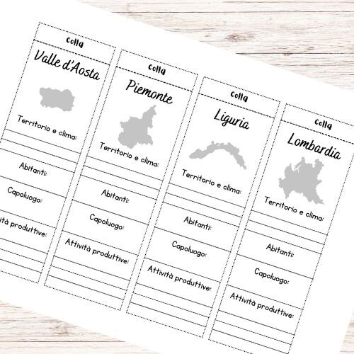 Lapbook regioni italiane da stampare