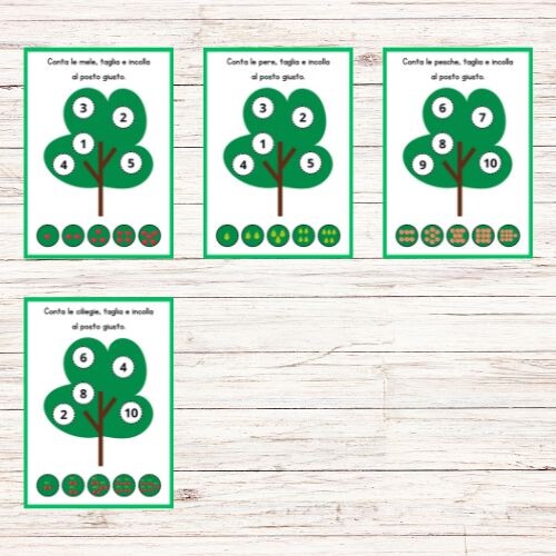 Gioco per imparare a contare - Alberi e frutti