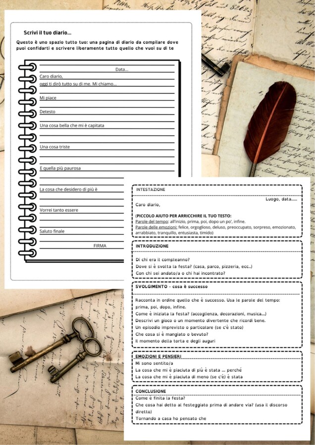 IL DIARIO E LA LETTERA - Lezione Italiano classi 4° e 5°