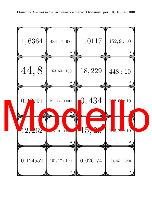Domino - Divisioni per 10, 100 e 1000 | Attività Matematica