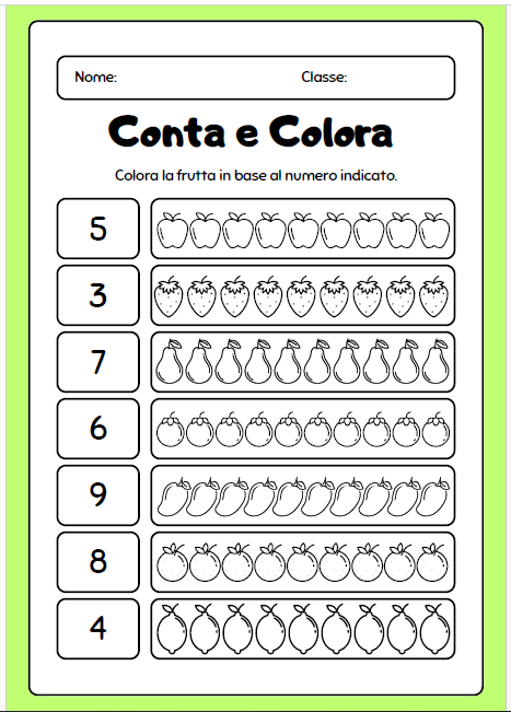 Schede didattiche - Conta e colora