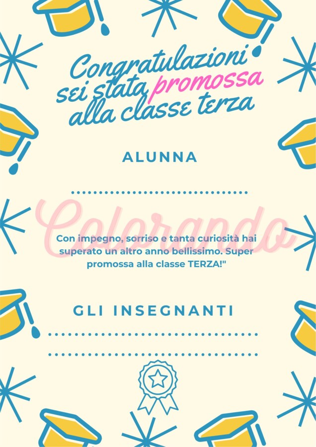 Diplomini di Promozione in Classe Terza – Colorati, Pronti da Stampare e Personalizzare