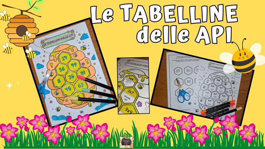 🐝Le Tabelline delle Api - Attività di Associazione e Ritaglio🐝