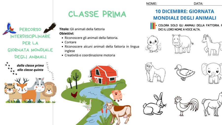Giornata degli animali - percorso interdisciplinare dalla prima alla quinta con giochi