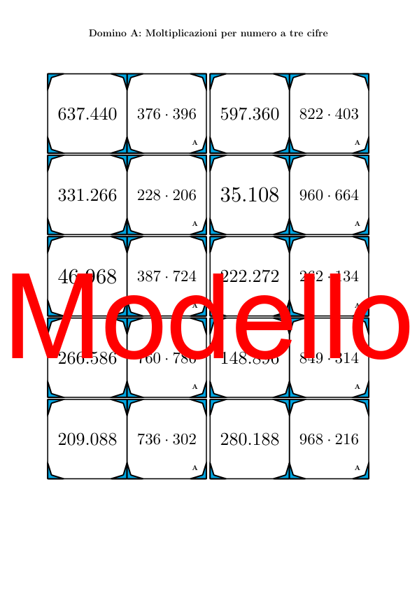 Domino - Moltiplicazioni per numero a tre cifre | Attività Matematica