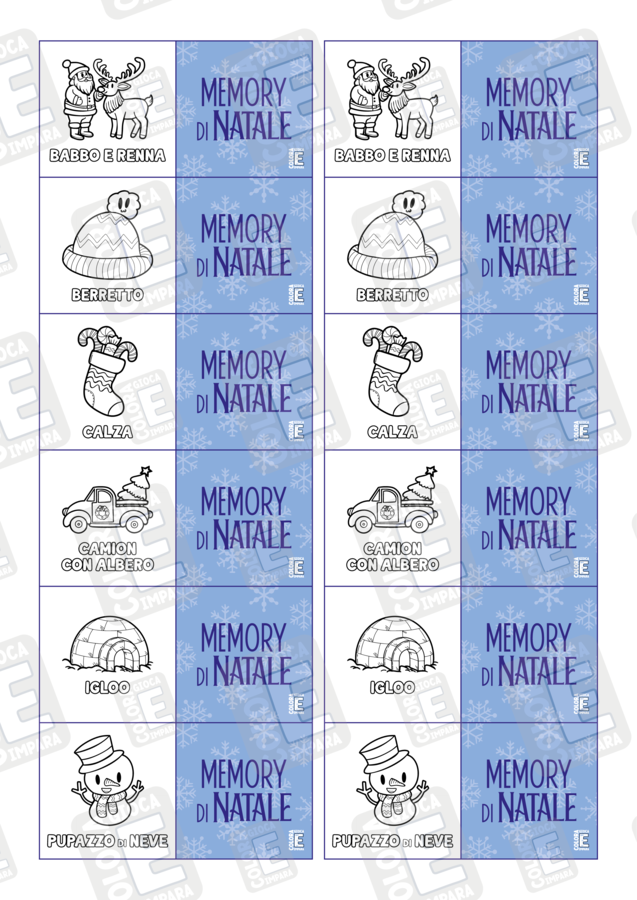 Memory di Natale - Colora, gioca e impara
