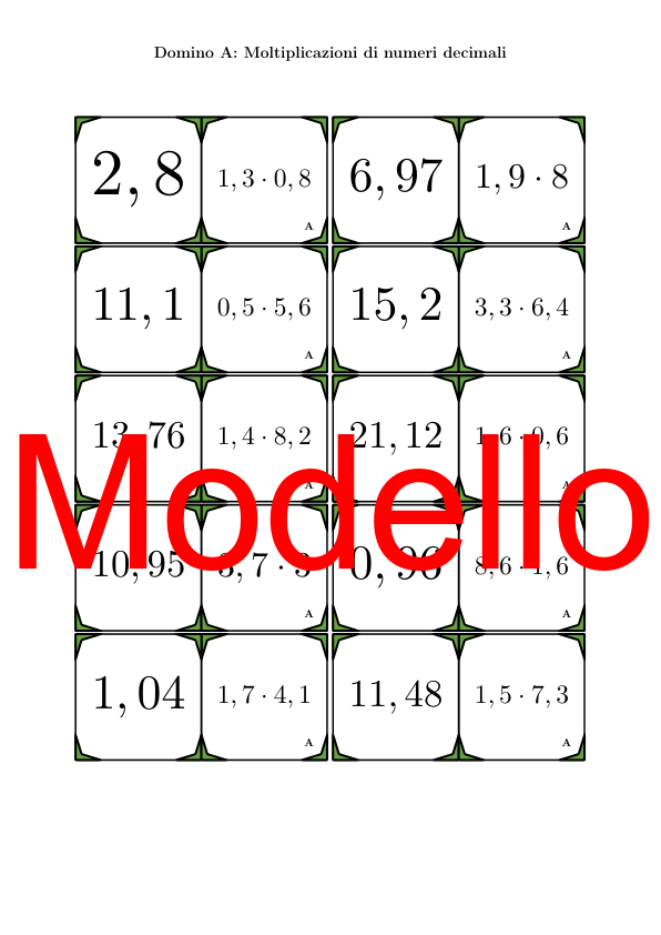 Domino - Moltiplicazioni di numeri decimali | Attività Matematica