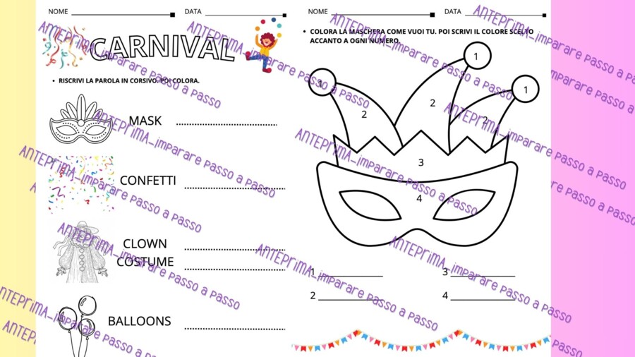 Carnevale_pacchetto didattico inglese dalla prima alla quinta elementare