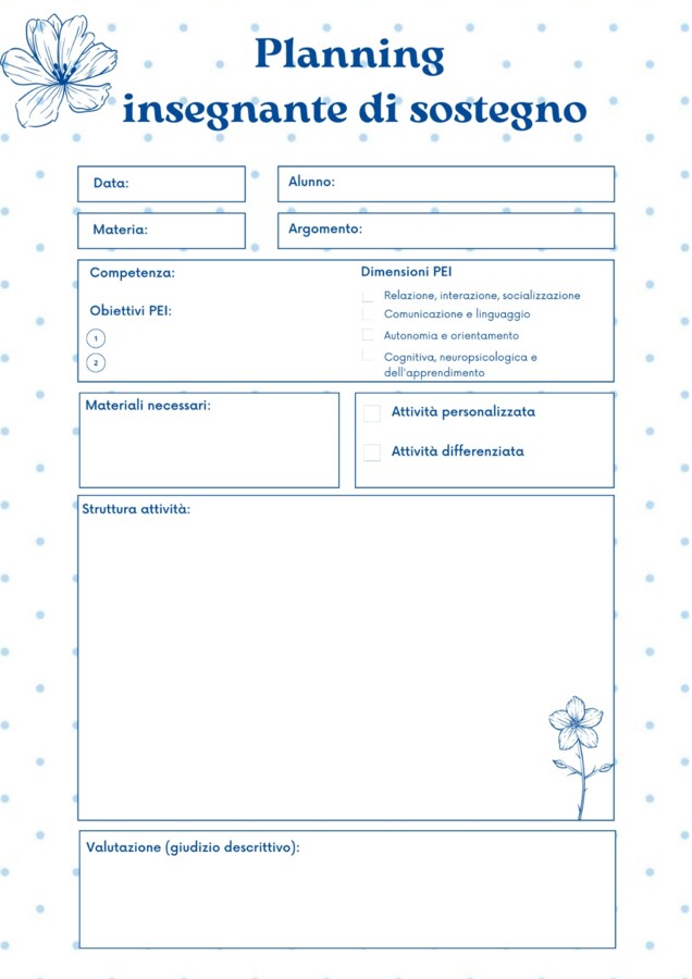 PLANNING GIORNALIERO_versione blu_Insegnante di sostegno