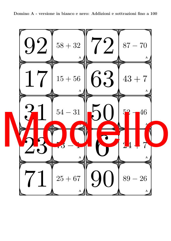 Domino | Addizioni e sottrazioni fino a 100 | Attività Matematica