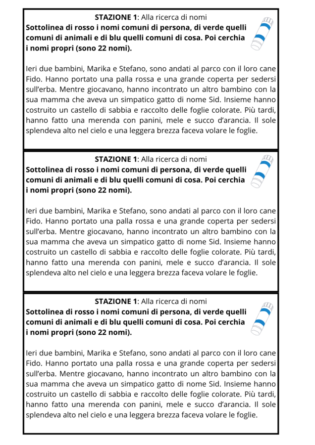 Didattica a stazioni: il nome e la frase