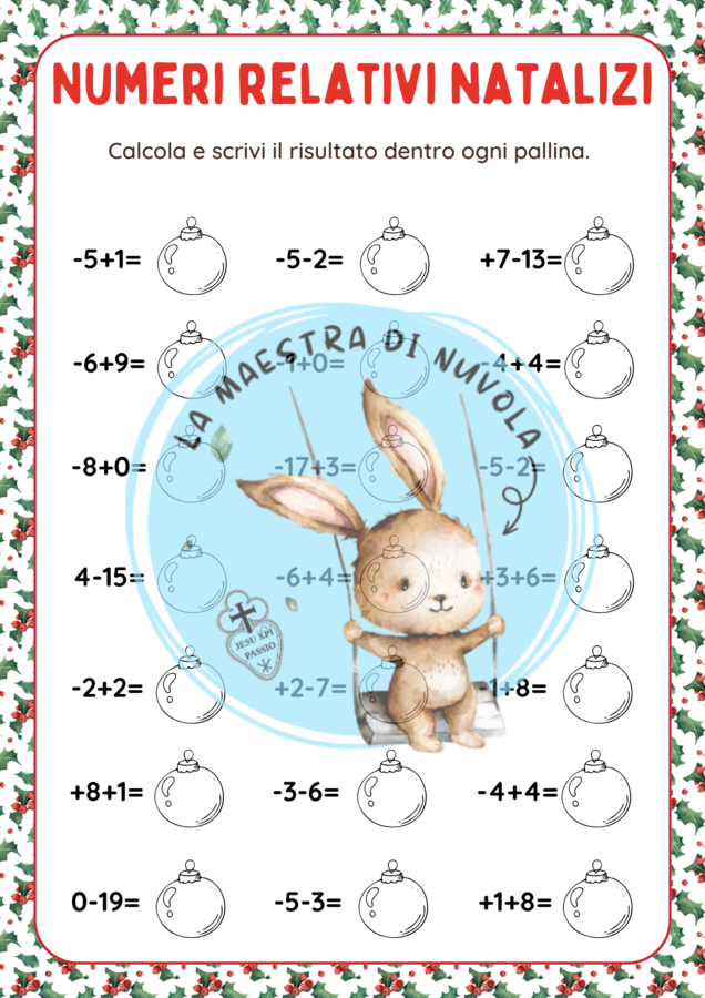 Compiti natalizi di MATEMATICA classe quinta