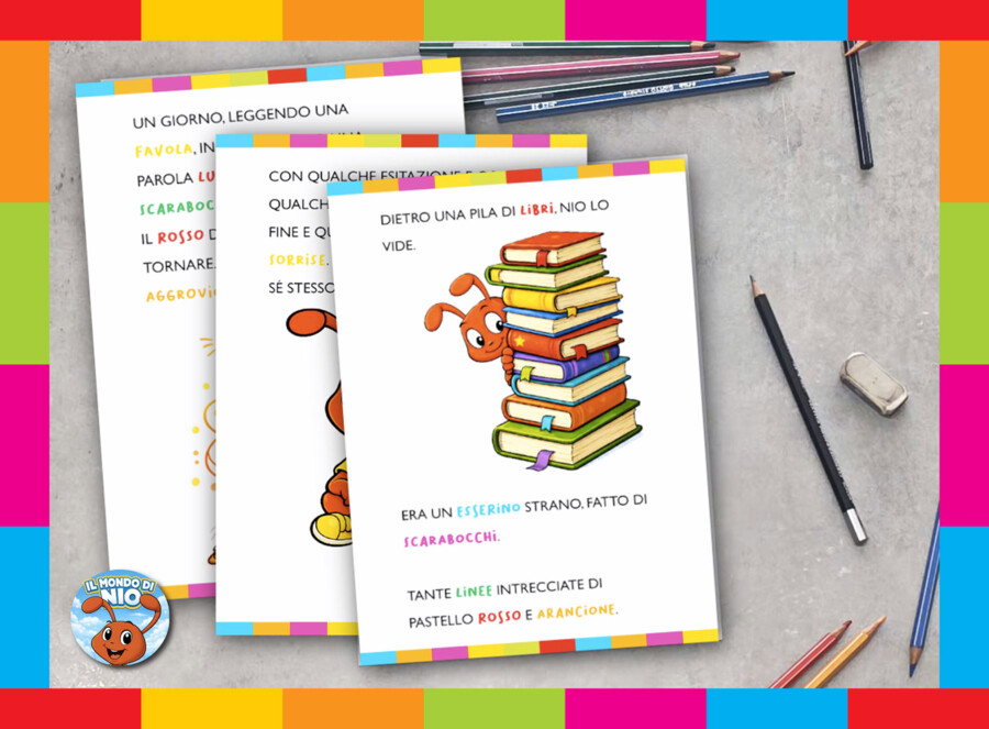 ​Laboratorio per imparare a leggere con Nio: Favola illustrata - Kit Prime Letture in Stampatello Maiuscolo con Tangram dell'Alfabeto e filastrocca delle sillabe - 5-7 anni