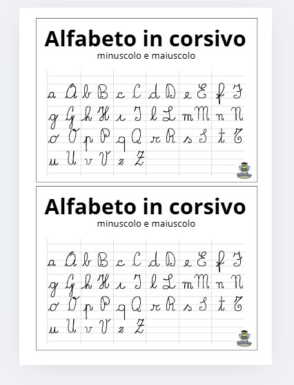 Alfabeto corsivo maiuscolo e minuscolo