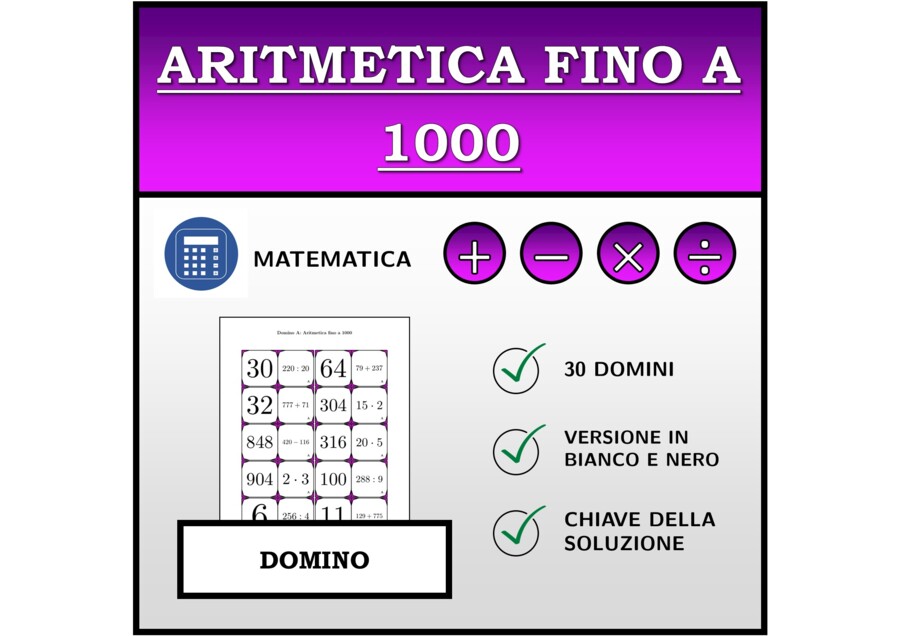 Domino | Aritmetica fino a 1000 | Attività Matematica