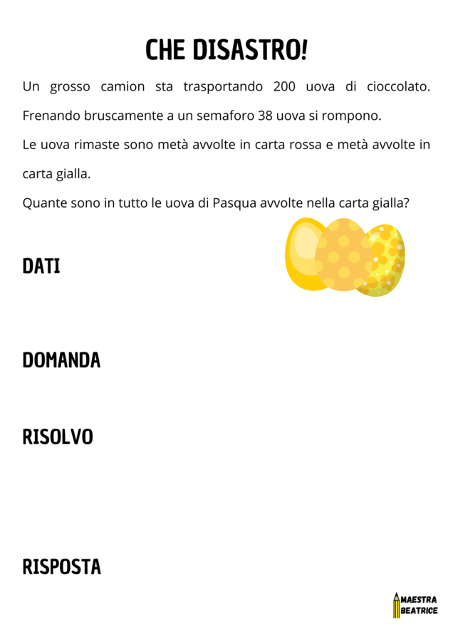 PROBLEMI DI PASQUA PER LA SCUOLA PRIMARIA