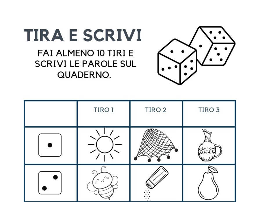 Autodettato: tira il dado e scrivi le parole