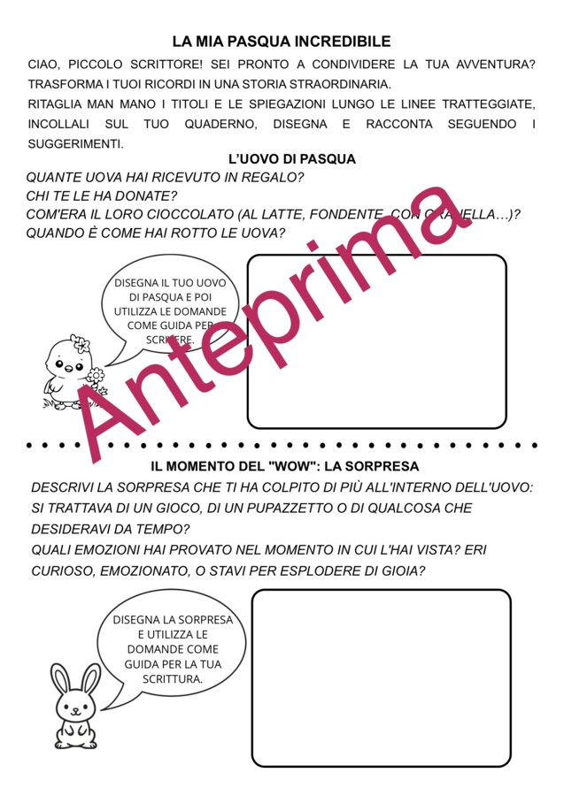 La mia Pasqua incredibile: guida alla scrittura