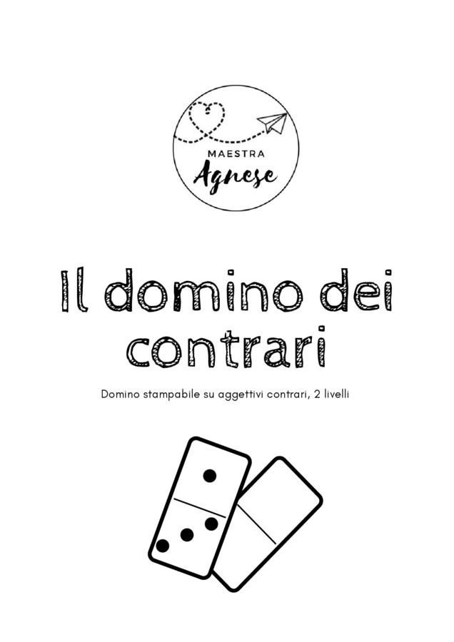 Il domino dei contrari, set stampabile di attività-gioco sugli aggettivi contrari