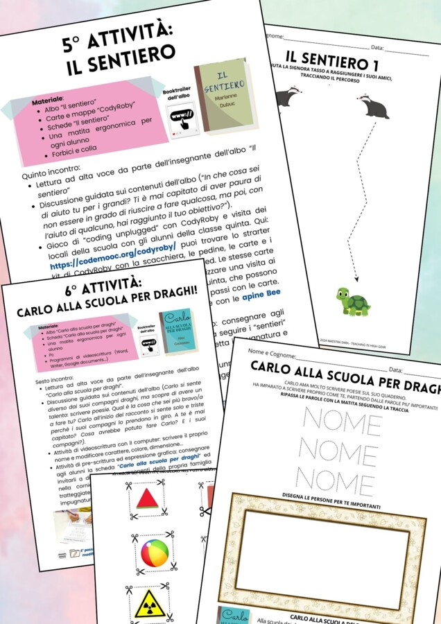 Modulo 3 di "In viaggio verso la scuola primaria con gli albi illustrati": "Il sentiero" e "Carlo alla scuola dei draghi"