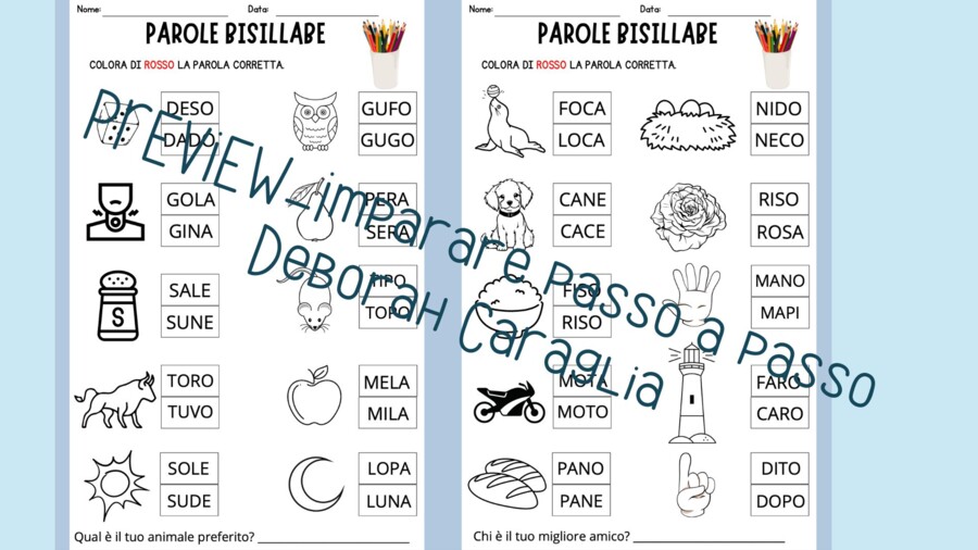 Attività di Letto-scrittura: impariamo a leggere e scrivere con le parole bisillabe