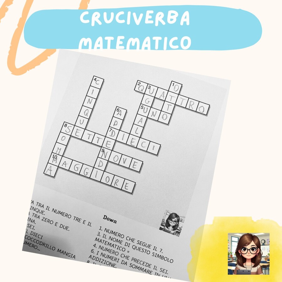 CRUCIVERBA MATEMATICO classe prima primaria