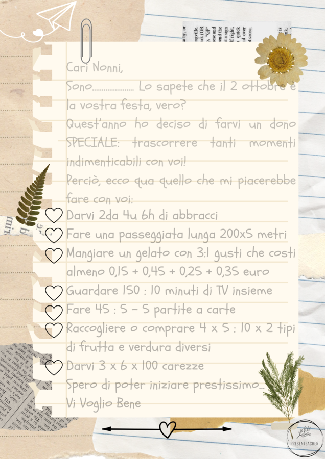 Lettera matematica per la festa dei nonni