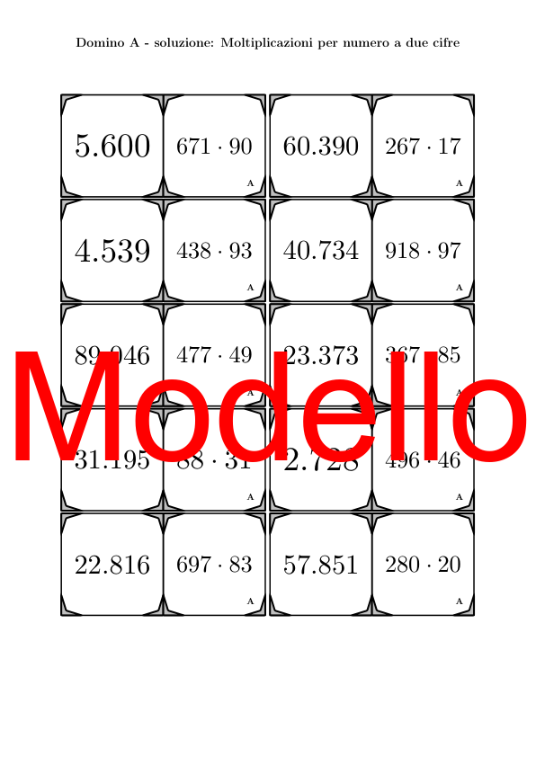 Domino - Moltiplicazioni per numero a due cifre | Attività Matematica
