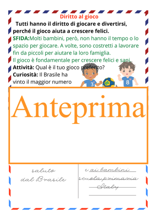 Cartoline dal mondo: Diritti dei Bambini tra speranze e sfide- classi III/V